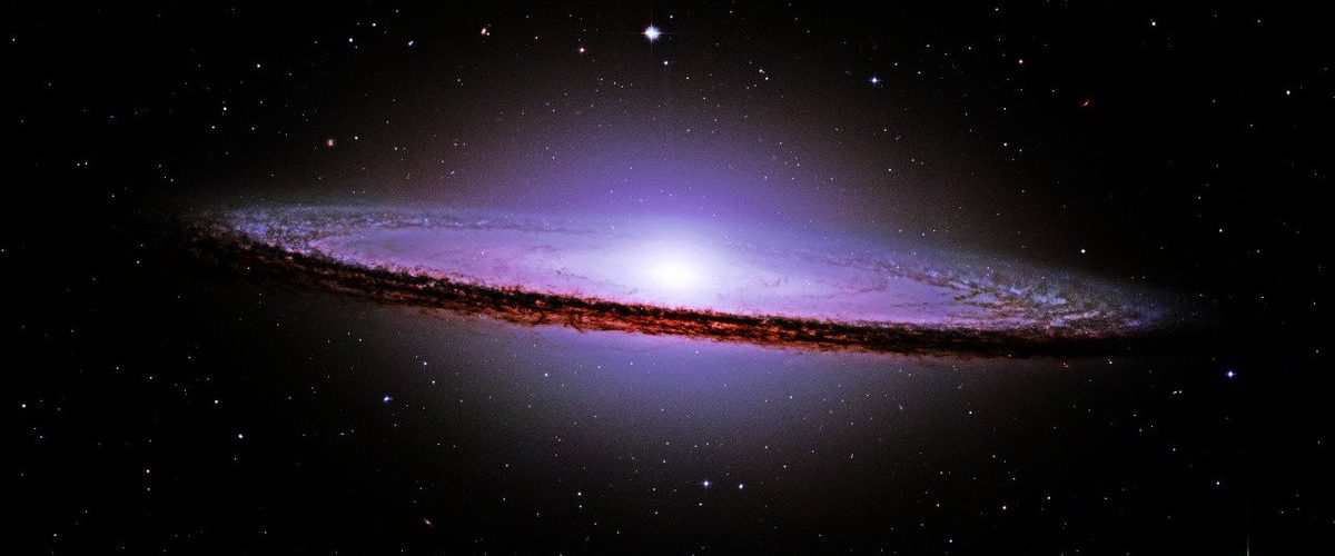The Sombrero galaxy, Messier 104 (M104), is 50,000 light-years across and 30 million light-years away from Earth. This galaxy was identified by the NASA/ESA Hubble Space Telescope.